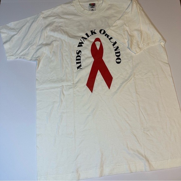 Vintage 90s Aids Walk Orlando Single Stitch Shirt Size XL Red Ribbon - Picture 1 of 7